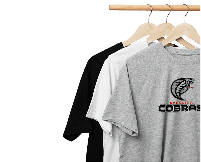 Three T-shirts on a hanger