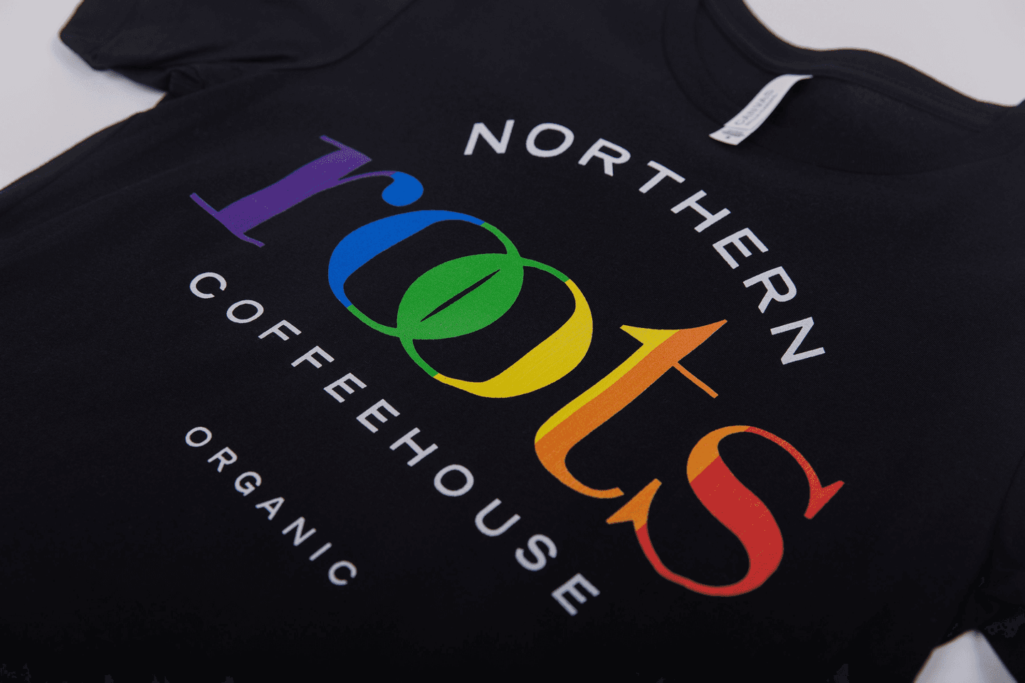 Northern roots coffehouse organic T-shirt